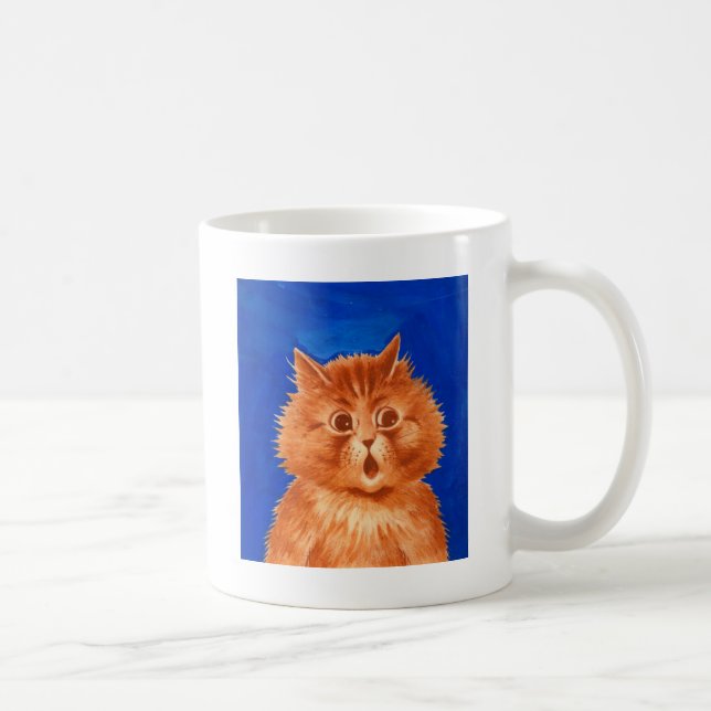 Taza De Café Gato anaranjado sorprendido de Louis Wain (Derecha)