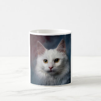 Taza De Café Gato Angora Turco Blanco Rojo Azul