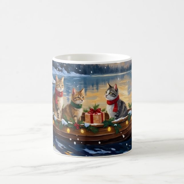 Taza De Café Gato Angora Turco Navidad Barco Fiesta (Centro)