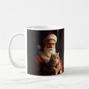 Taza De Café Gato Angora Turco Santa Claus Festivo Navidad 