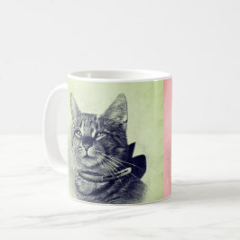 Taza De Café Gato Antiguo con Collar