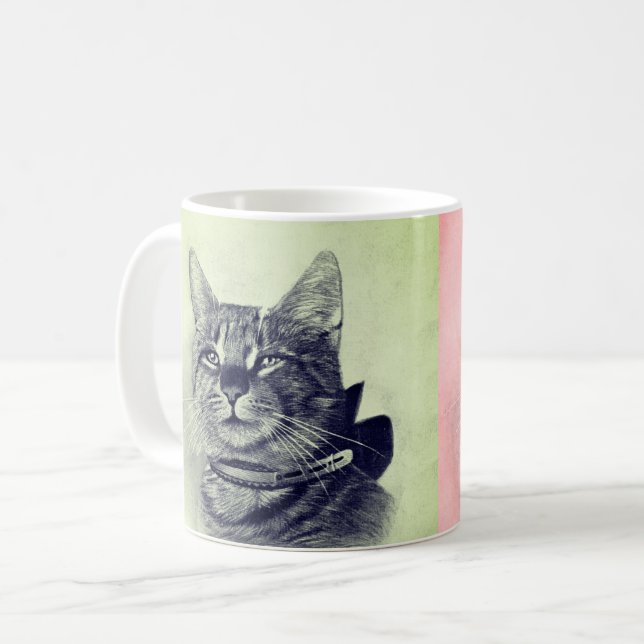 Taza De Café Gato Antiguo con Collar (Anverso izquierdo)