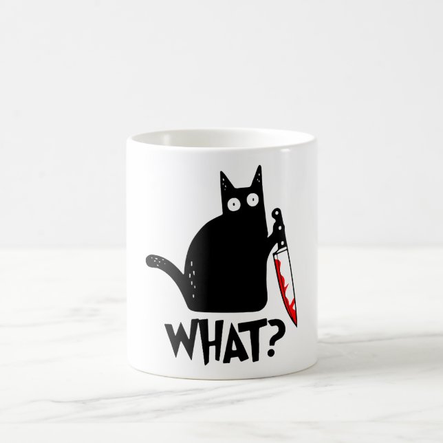 Taza De Café Gato asesino con cuchillo (Centro)