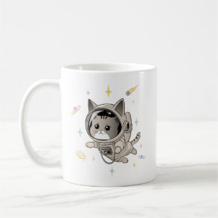 Taza De Café Gato astronauta en el espacio en gato lindo