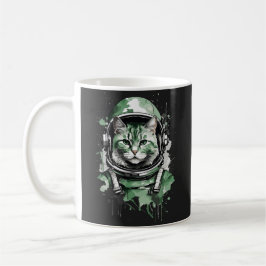 Taza De Café Gato Astronauta Verde Splash