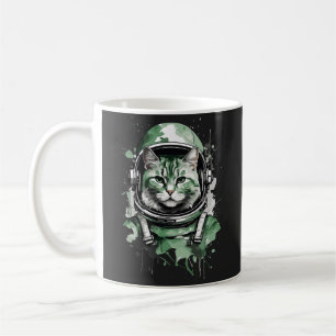 Taza De Café Gato Astronauta Verde Splash