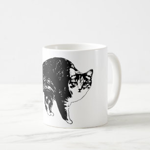 Taza De Café Gato Atigrado Bajo Luces Navideñas