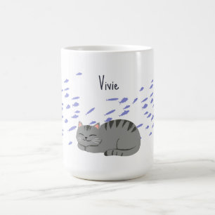 Taza De Café Gato Atigrado Durmiendo
