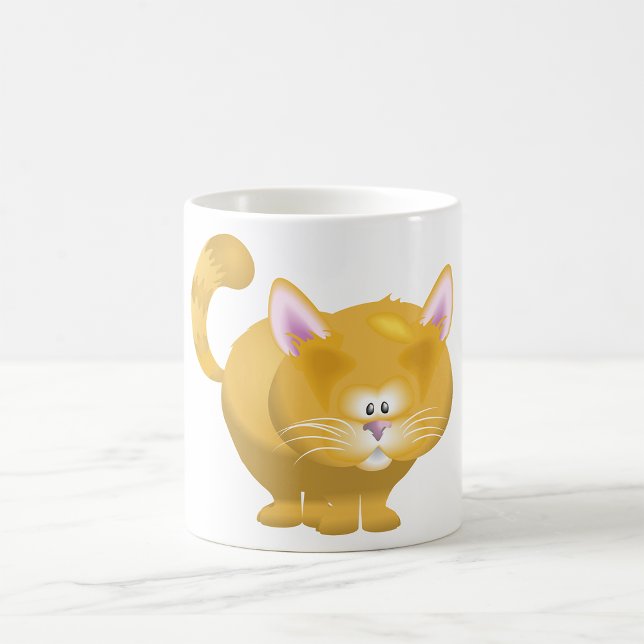 Taza De Café Gato atigrado ginger redondo lindo (Subido por el creador)