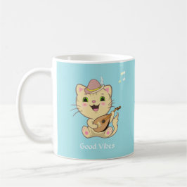 Taza De Café Gato atigrado jengibre musical lindo feliz sobre a