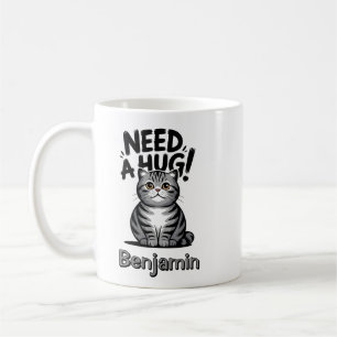 Taza De Café Gato atigrado lindo necesita un abrazo divertido a