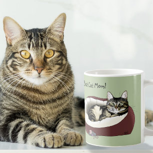 Taza De Café Gato atigrado lindo verde día de la madre