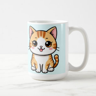 Taza De Café Gato Atigrado Naranja de Dibujos Animados Adorable