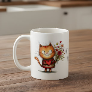 Taza De Café Gato Atigrado Naranja ¿Serás Mi San Valentín?