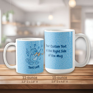 Taza De Café Gato azul con café violín Mug