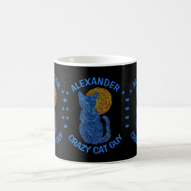 Taza De Café Gato azul de Z y el individuo loco del gato del (Centro)
