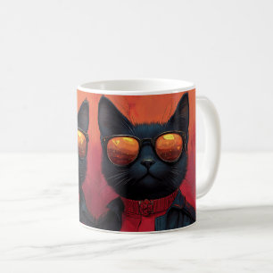 Taza De Café Gato Azul Oriental con Rosas del Corazón Día de Sa