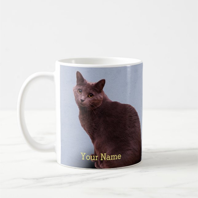 Taza De Café Gato azul ruso del gatito (Izquierda)