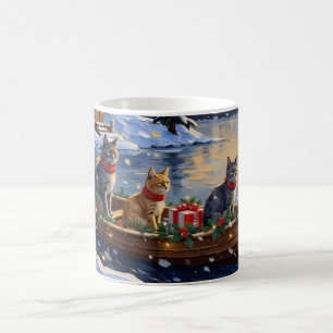 Taza De Café Gato Azul Ruso Navidad Barco Fiesta