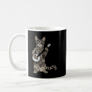 Taza De Café Gato Banjo - Gracioso estilo Retro Bluegrass y Tab