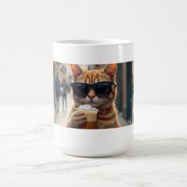 Taza De Café Gato bebiendo café en una calle