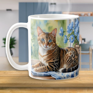 Taza De Café Gato Bengal Acuarela