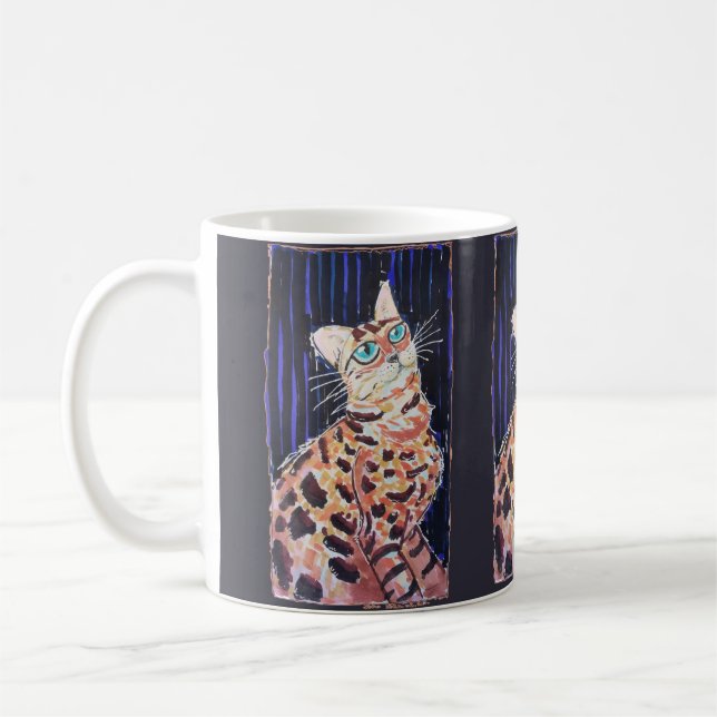 Taza De Café Gato Bengalí Neon Noir (Izquierda)