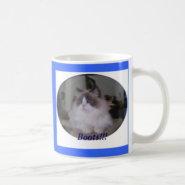 Taza De Café ¡Gato bicolor azul de Ragdoll, botas!!! (Derecha)