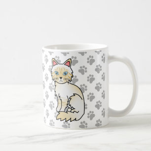 Taza De Café Gato Birman / Ragdoll atigrado de punta crema & pa