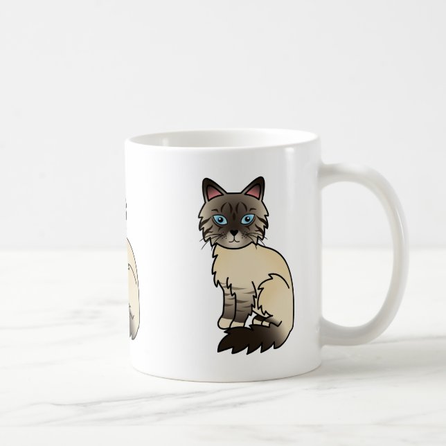 Taza De Café Gato Birman / Ragdoll atigrado de punta de foca (Derecha)