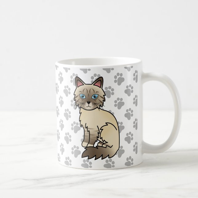 Taza De Café Gato Birman / Ragdoll de Chocolate Point Tabby & P (Derecha)