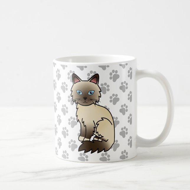Taza De Café Gato Birman / Ragdoll de punta de chocolate lindo  (Derecha)