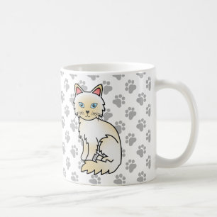 Taza De Café Gato Birman / Ragdoll de punto crema & patas linda