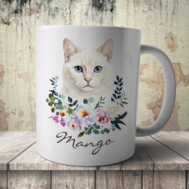 Taza De Café Gato blanco acuarela (Subido por el creador)