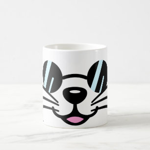 Taza De Café Gato blanco con gafas negras / gafas de sol