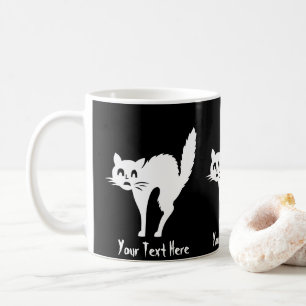Taza De Café gato blanco enojado divertido con detrás arqueado