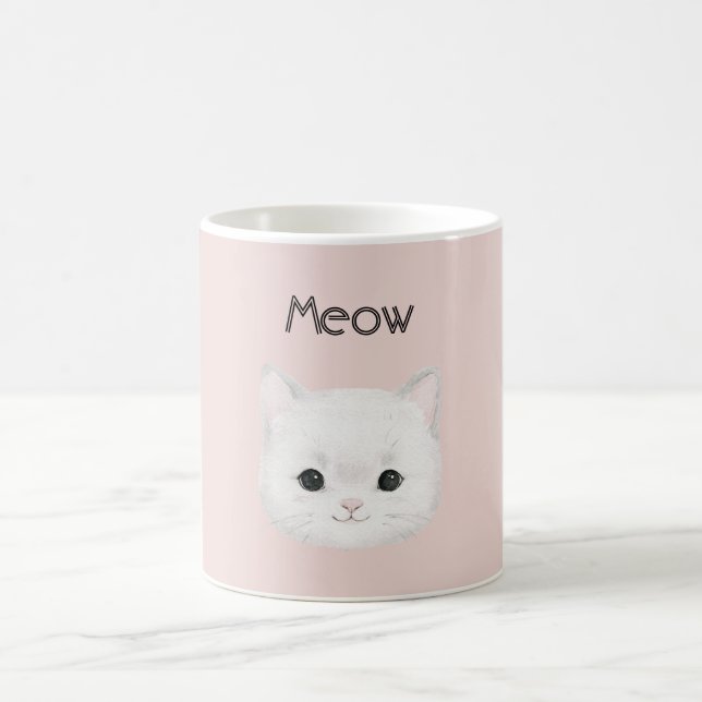 Taza De Café Gato Blanco Gatito Cara Miau (Centro)