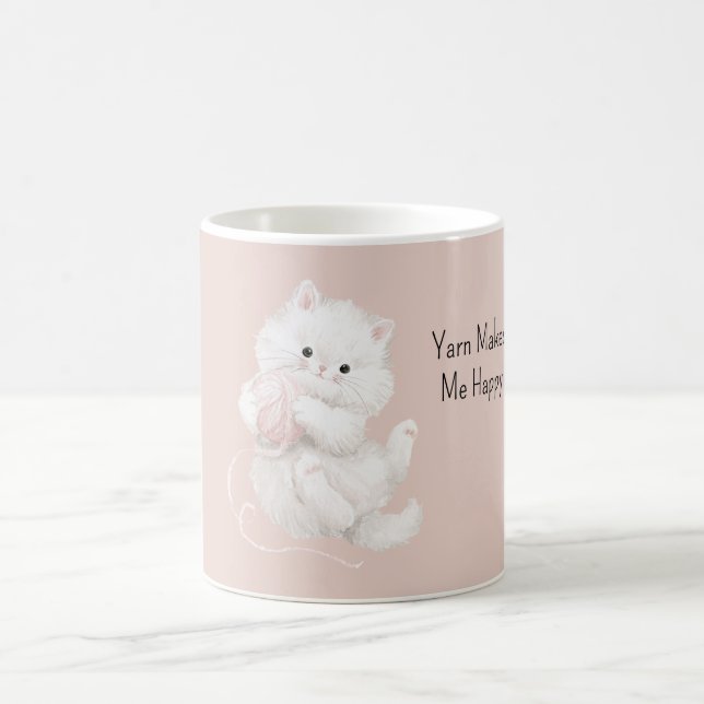 Taza De Café Gato Blanco Hilo Rosa (Centro)