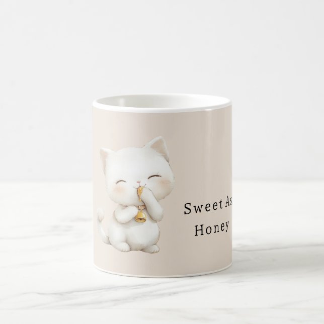 Taza De Café Gato Blanco Lindo Dulce Como Miel (Centro)