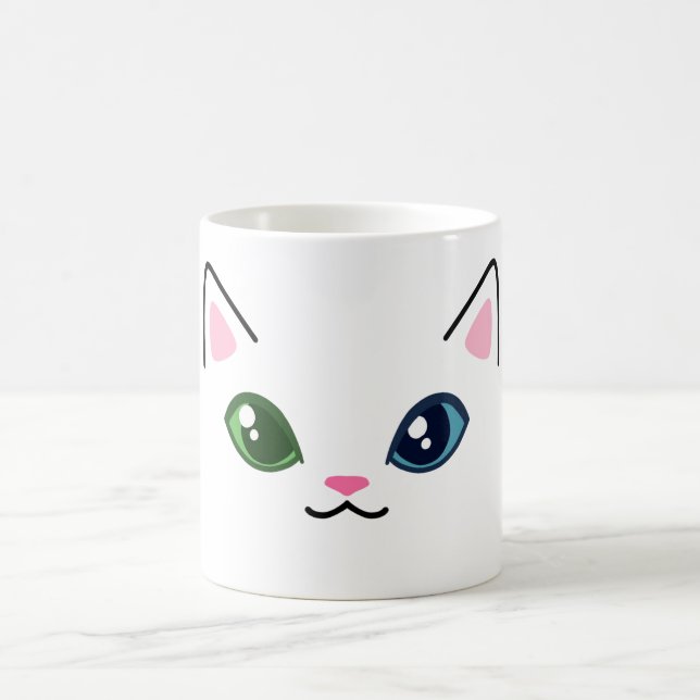 Taza De Café Gato blanco lindo Heterochromia Mug (Centro)
