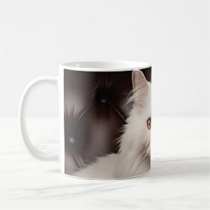 Taza De Café Gato blanco majestuoso