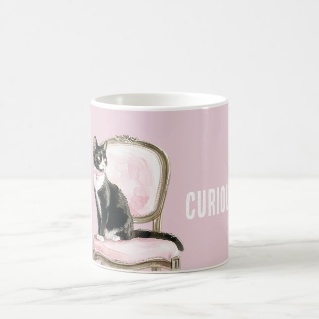 Taza De Café Gato Blanco Negro Silla Rosa (Centro)