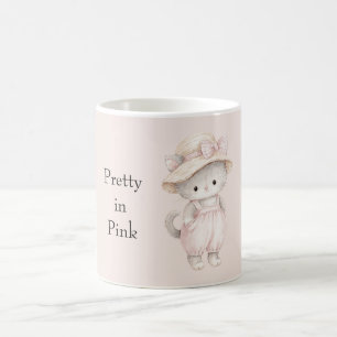 Taza De Café Gato Bonito de Rosa