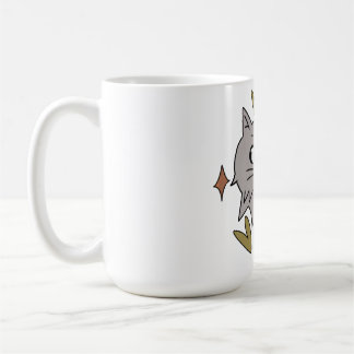 Taza De Café Gato brilhante cinza