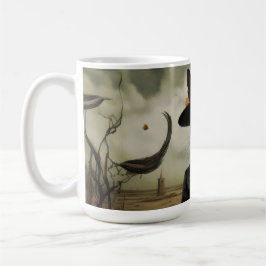 Taza De Café Gato Bruja con Calabazas 