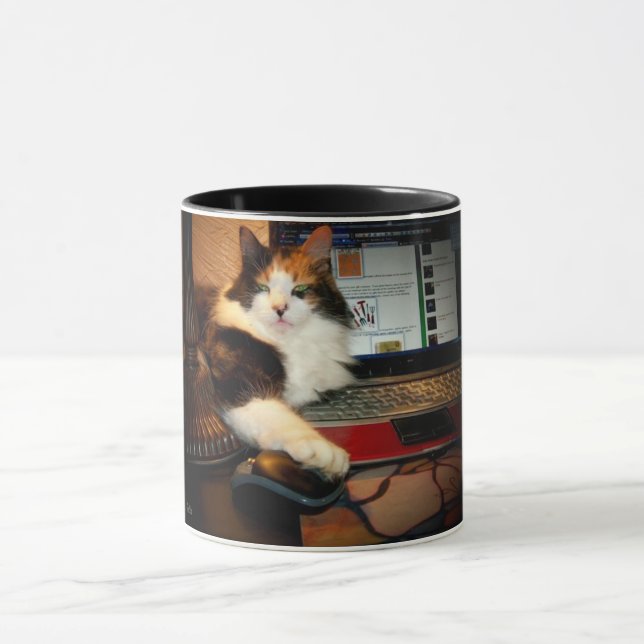Taza de café gato calico atrapó a tu ratón (Centro)