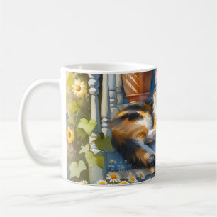 Taza De Café Gato Calico en Pórtico Floral Cottagecore