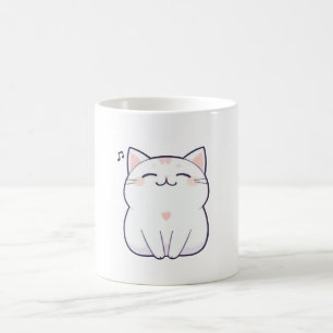 Taza De Café Gato Cantando con Nota Musical Diseño Kawaii