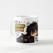 Gato Chibi Divertido No Es Una Persona Mañana Café