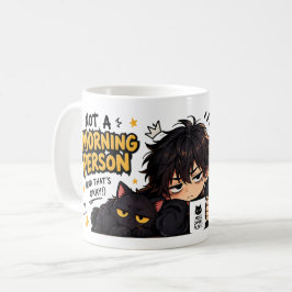 Taza De Café Gato Chibi Divertido No Es Una Persona Mañana Café